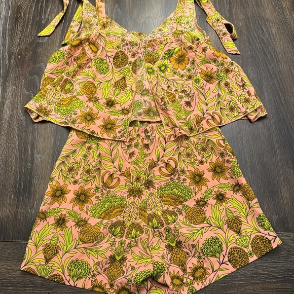 🟤 H&M PINK & GREEN FLORAL ROMPER SIZE 4 - Picture 5 of 5